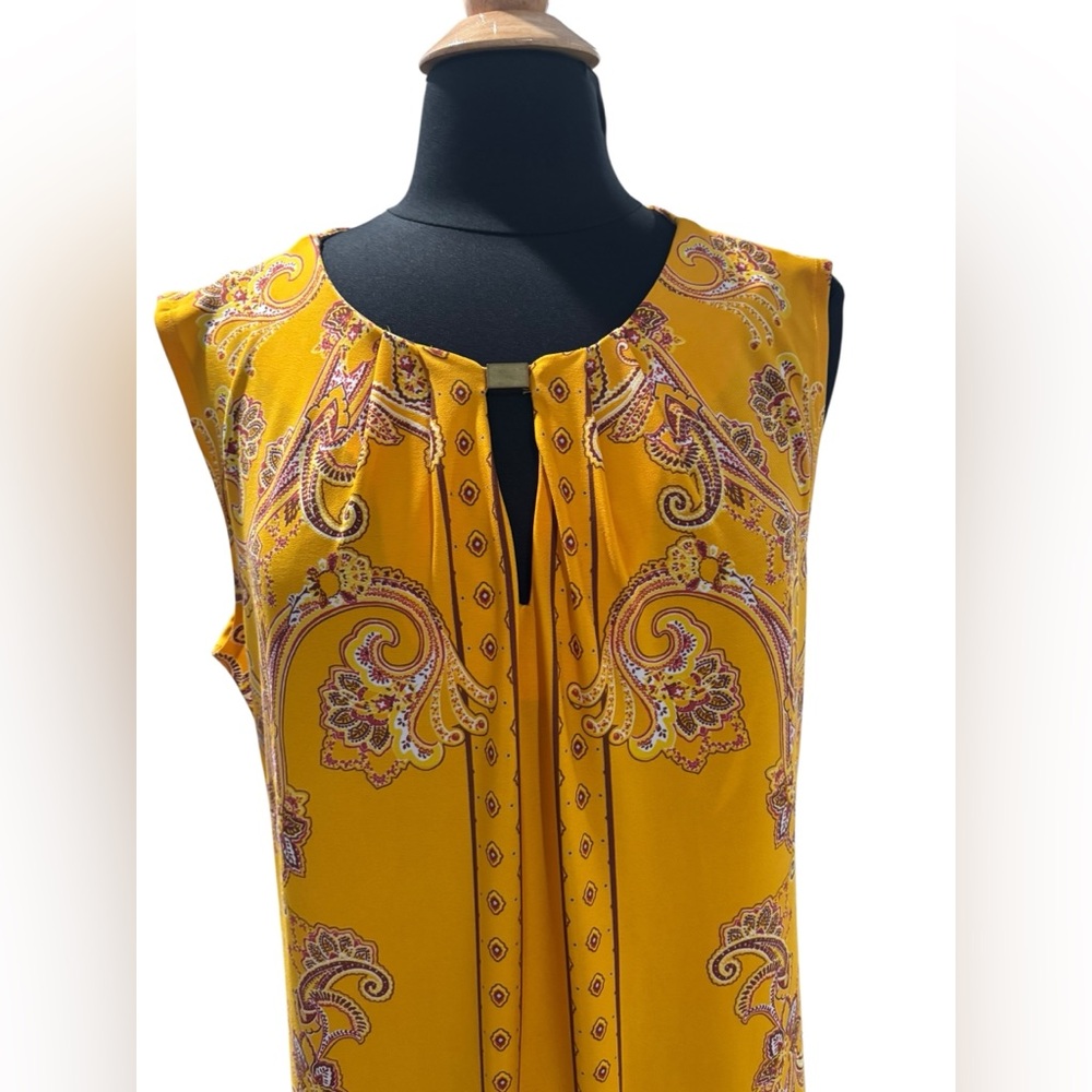 Liz Claiborne Yellow Paisley Sleeveless Lightweight Dress-size XL - Picture 2 of 6